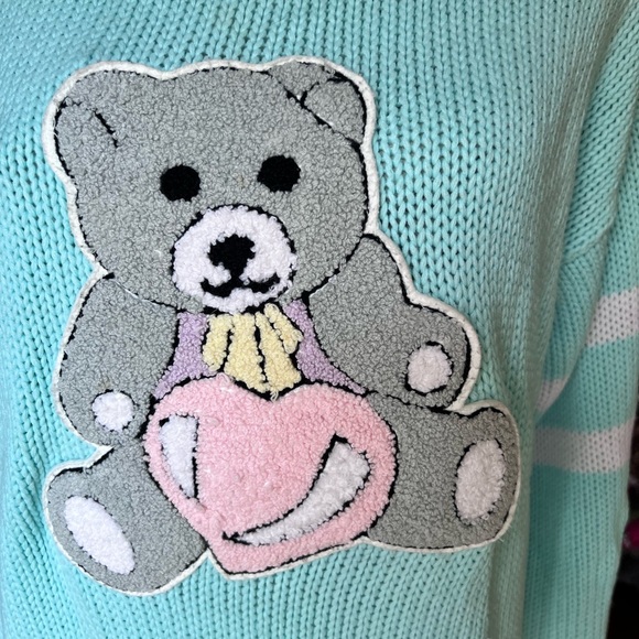 Vintage Teddy Bear Sweater Bear Heart J. J. Fargo Crew Neck 90's. - Picture 3 of 15